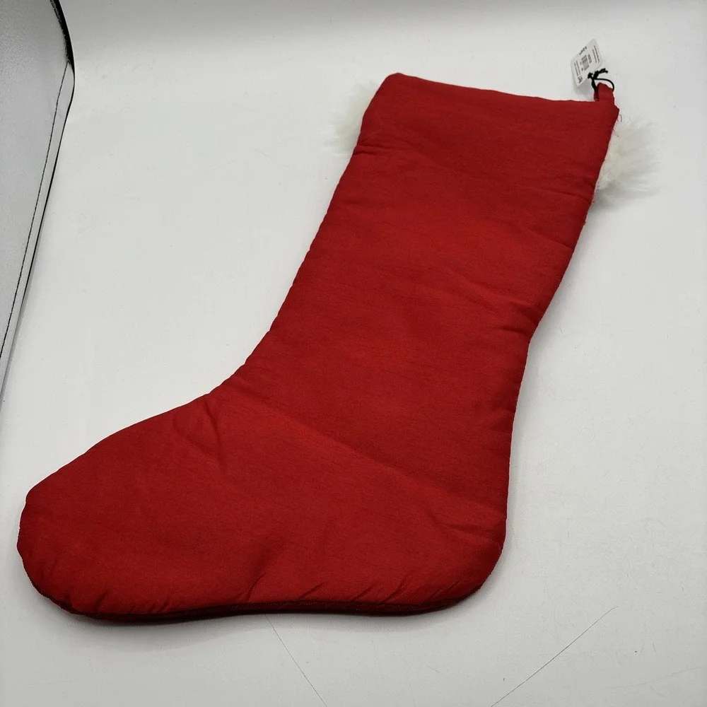 Pier 1 Christmas Stockings BNWT Red‎ White Fleece Embroidered Dogs Set of 4